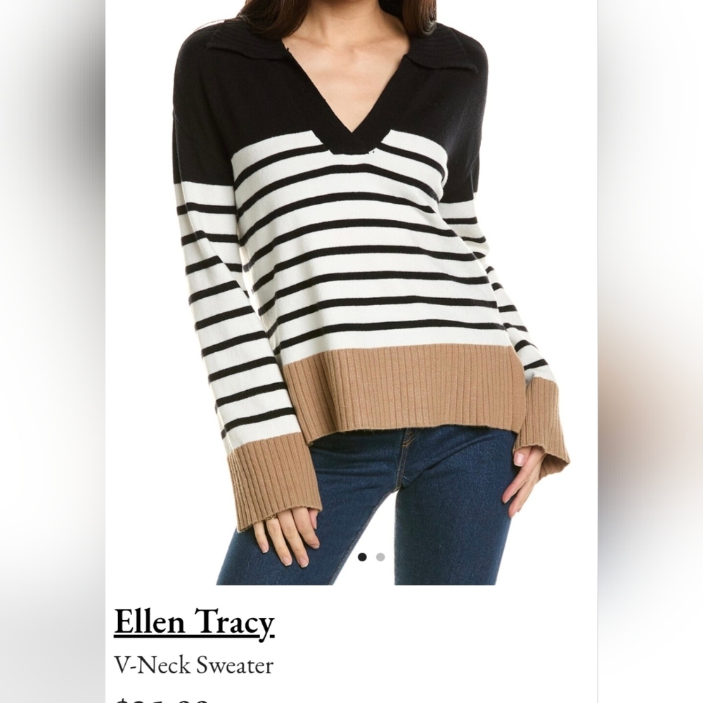 Ellen Tracy V- Neck Sweater - Medium